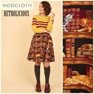📚Retrolicious Cat Library Skirt🐱